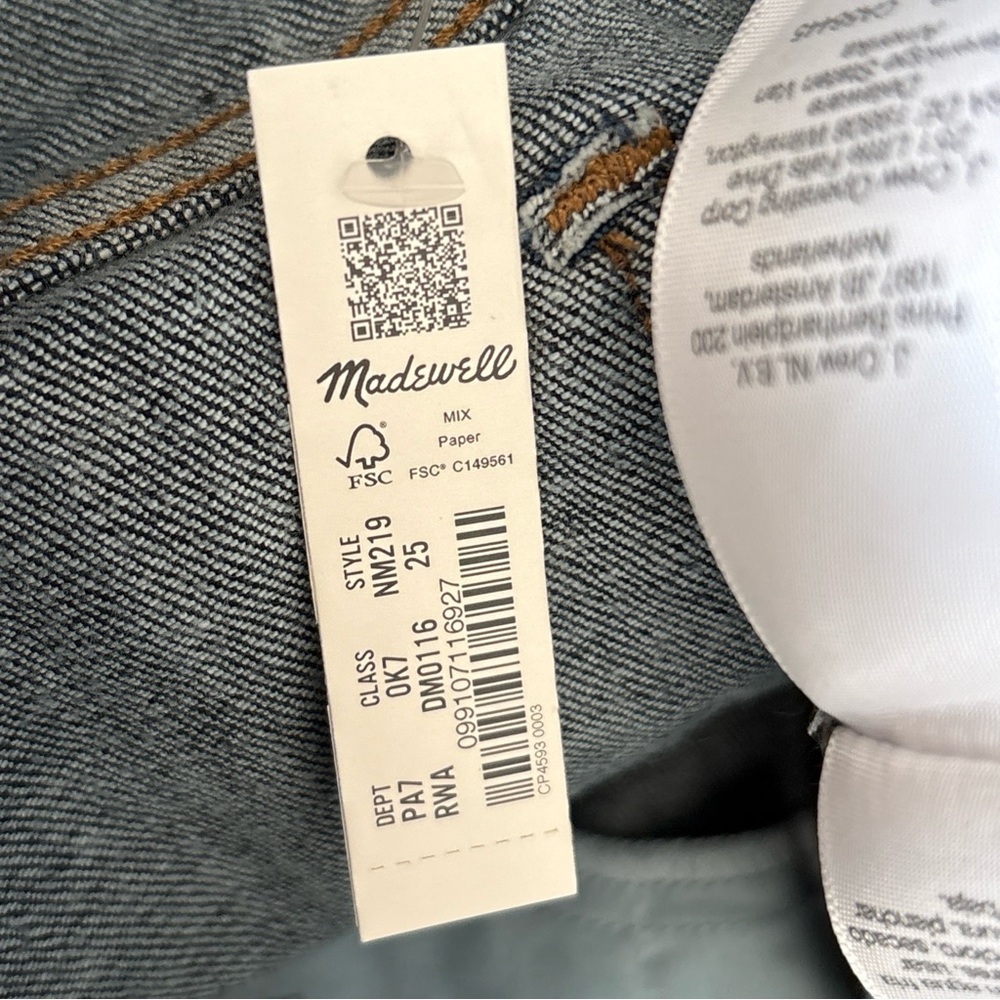 Madewell Stovetipe-  Indigo Straight Leg Jeans 25 BNWT - Picture 6 of 13